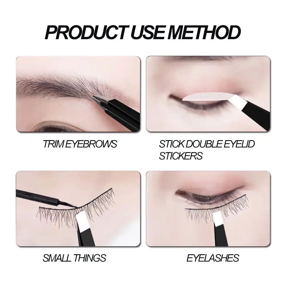 Stainless Steel Eyebrow Tweezers Pointed Slanted Flat Pointed