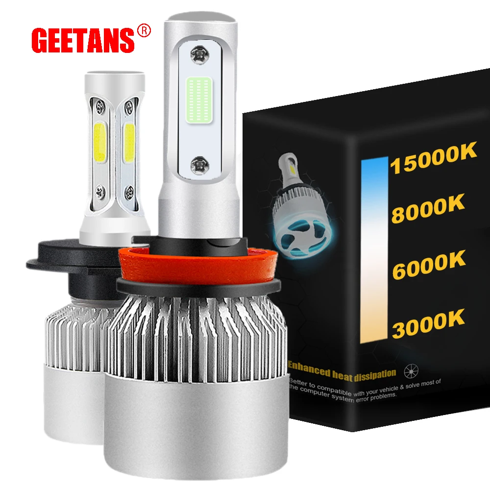 GEETANS H11 фар автомобиля H1 светодиодный H4 H7 H3 880 H13 HB1 HB2 HB3 HB4 HB5 9005 9004 9003 9006 9007 72 Вт 8000LM 4300K 6500K 8000K FJ