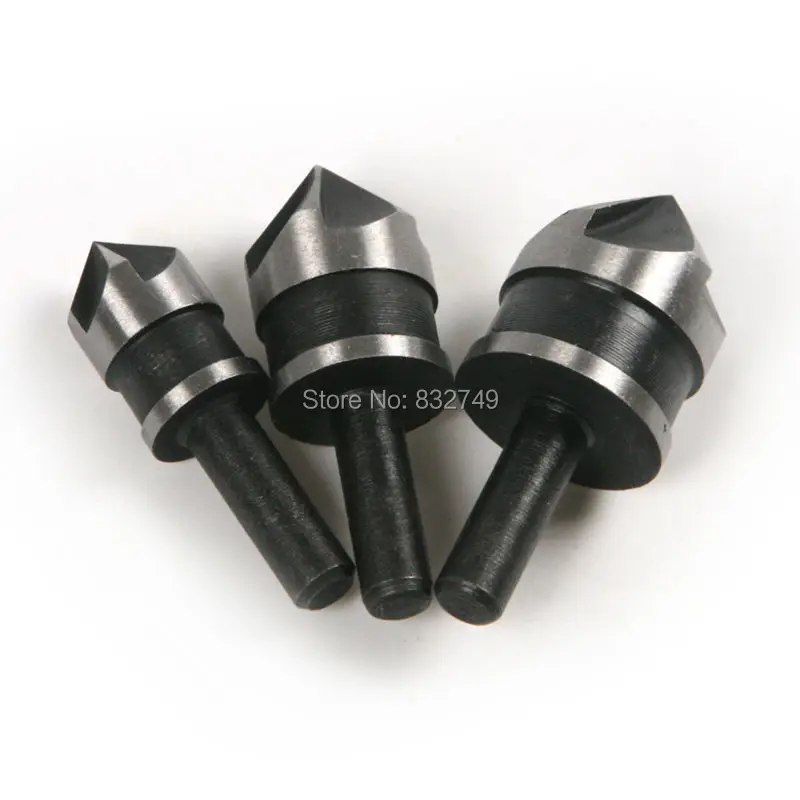 

3 PCS Woodworking Tools 90 Degree Round Shank 5 Flute Chamfering Drilling Hole Wood Drill Bit Free Shipping