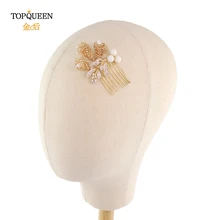TOPQUEEN HP145 Свадебный стиль украшения для волос желтый кристалл и жемчуг расческа для волос женский аксессуар заколка для волос