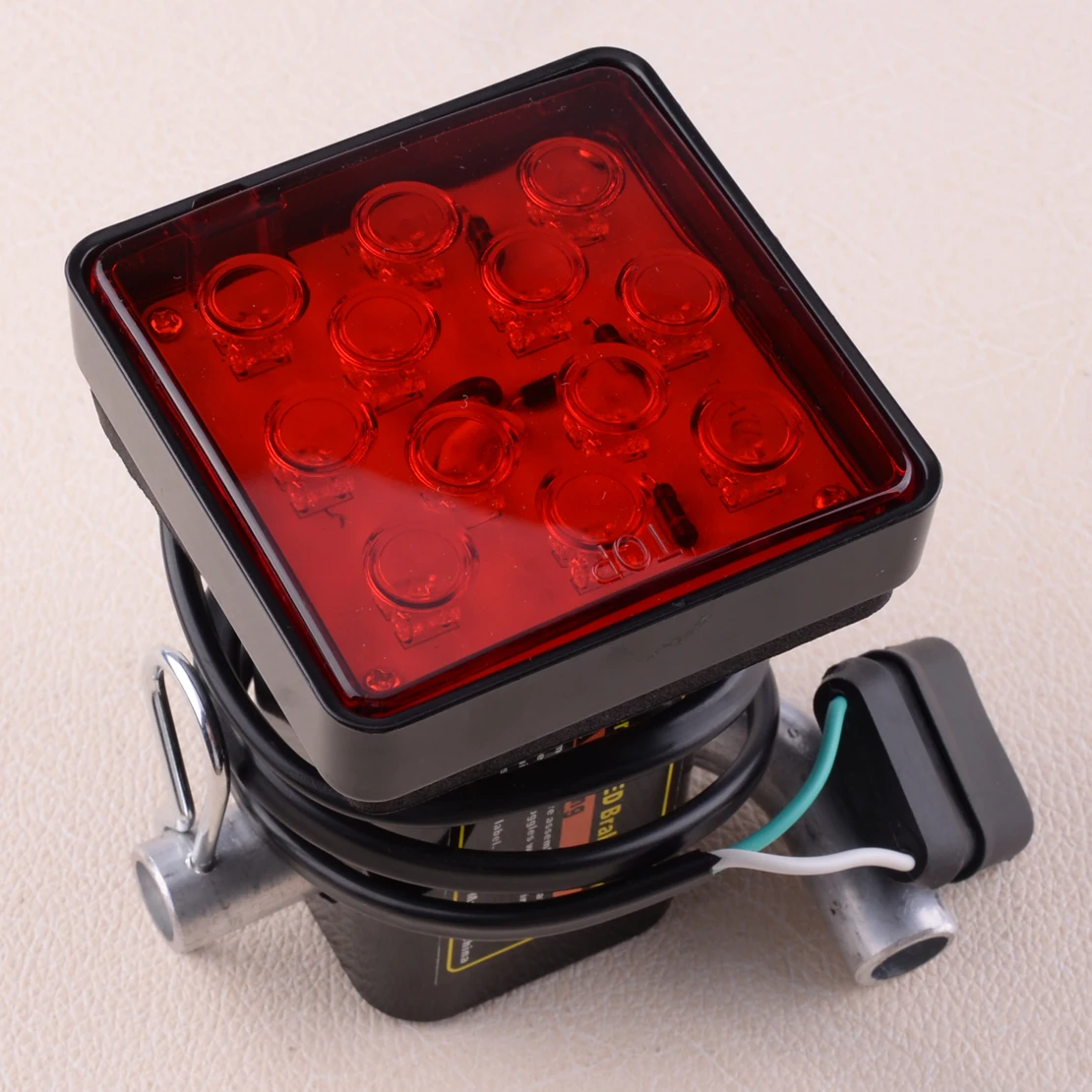 beler Universal Hitch Receiver 2'' 12 LED Cover Brake Light Lamp Red
