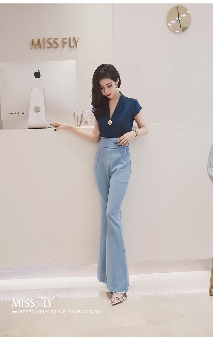 Модные офисные женские брюки-клеш, элегантные женские повседневные брюки с высокой талией, женские брюки, новые дикие сексуальные узкие брюки для работы в Корейском стиле