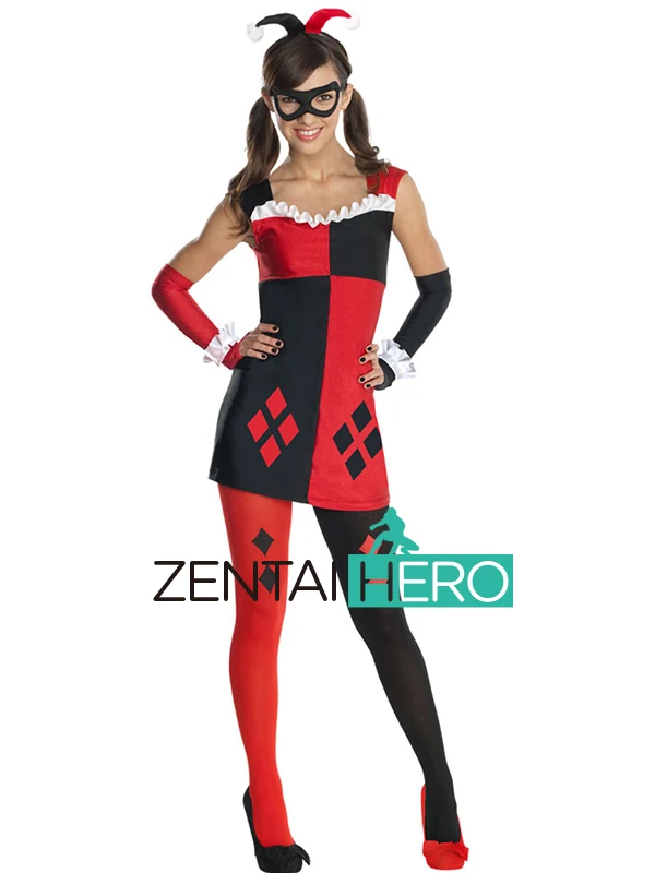 Free Shipping DHL Two Style Halloween Costumes For Tween Women Batman Harley Quinn Adult Teen Womens Zentai Costume SHS801 (1)