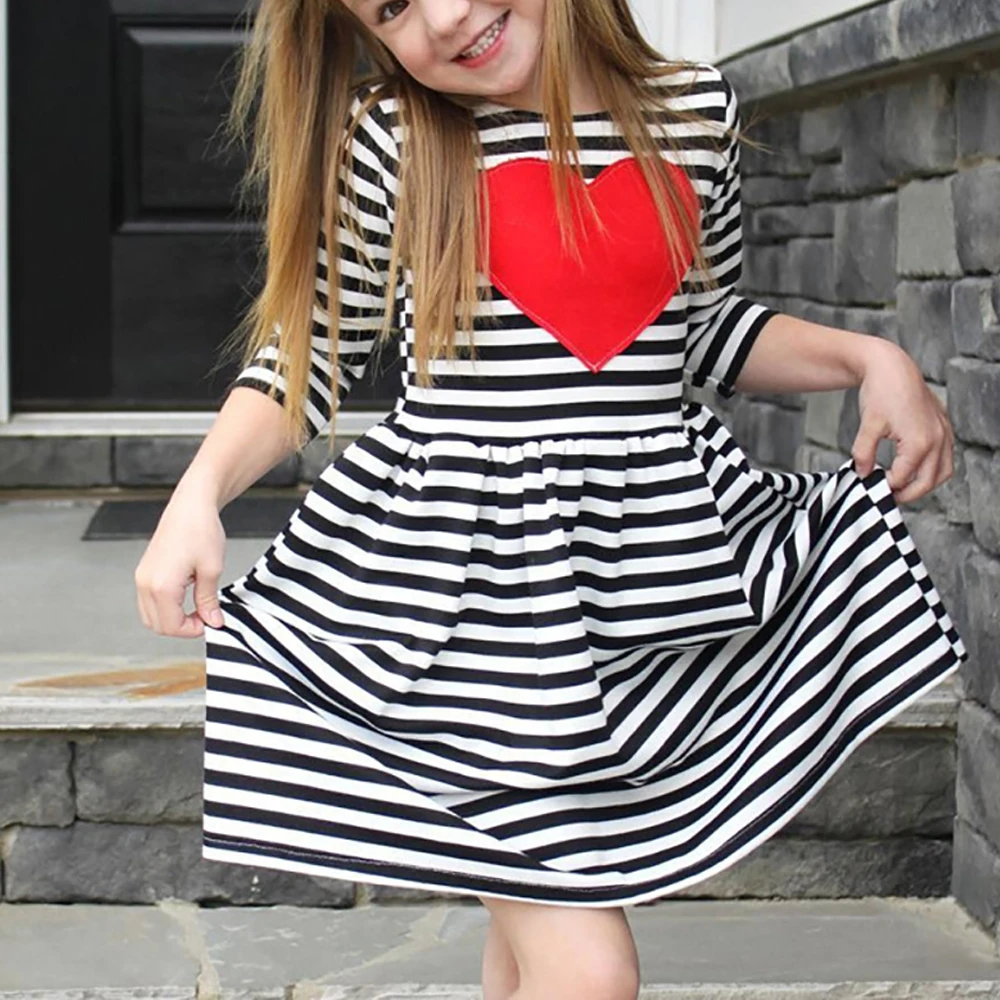 

Children Dress Striped Print Kids Dresses for Girls Cotton Long Sleeve Baby Princess Clothing Cute Girl Clothes 3-7Y
