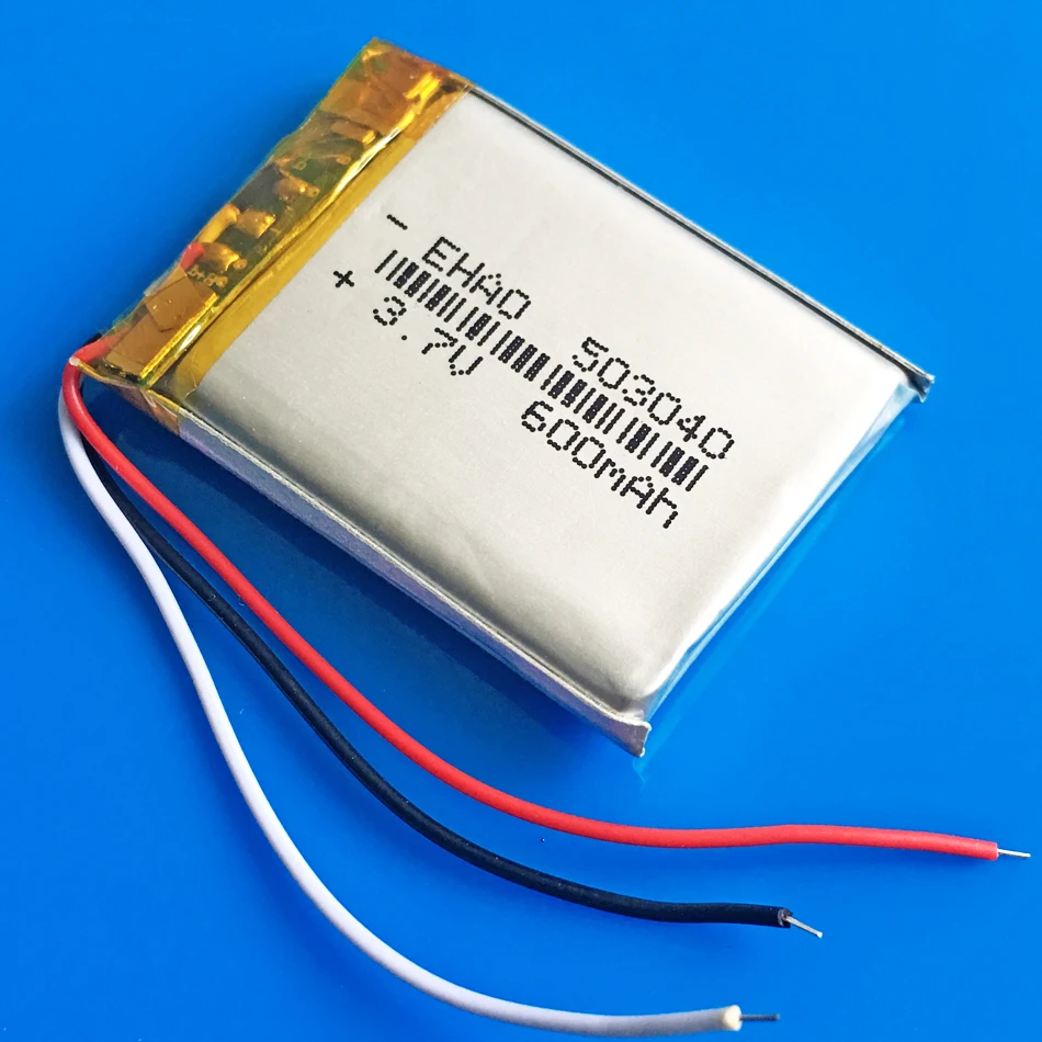 3,7 V 600mAh 503040 аккумуляторная батарея lipo 3 провода литий-полимерный для MP3 gps DVD bluetooth динамик рекордер электронная книга камера