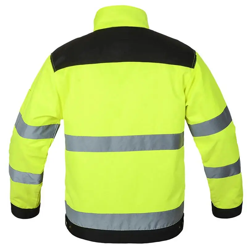 Bauskydd High visibility workwear sets work sets fluorescent yellow reflective safety work jacket and work pants with knee pads Bauskydd High visibility workwear sets work sets fluorescent yellow reflective safety work jacket and work pants with knee pads