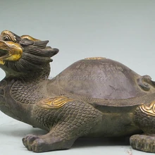 Удачи ручной Бронзовый Тай Цзи Тай-Чи деньги дракон черепаха Статуя