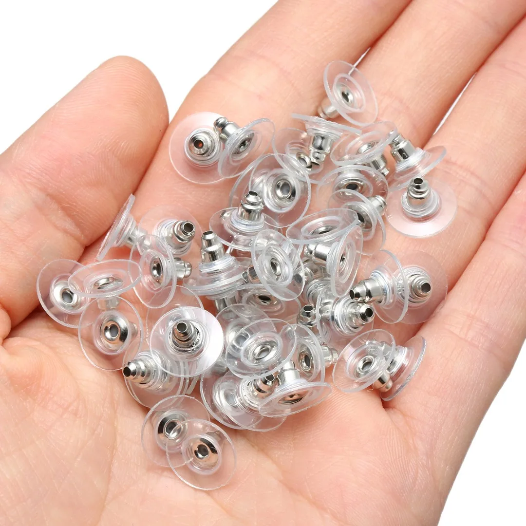 50pcs Wholesale  DIY Ear Nuts Shellhard Jewelry Findings & Components Gold/Silver Color Earring Back Stopper Finding
