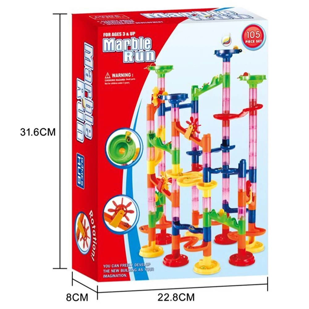 

105PCS/set Marble Race Maze Balls Toy for Children Kids DIY Game Building Tunnel Blocks