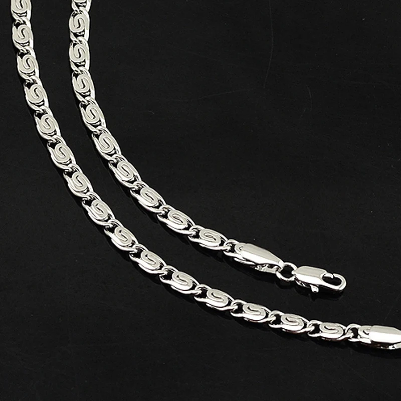 

Man Women White Gold Color Chains Link Snail Necklace 45cm 50cm 60cm Fashion Jewelry