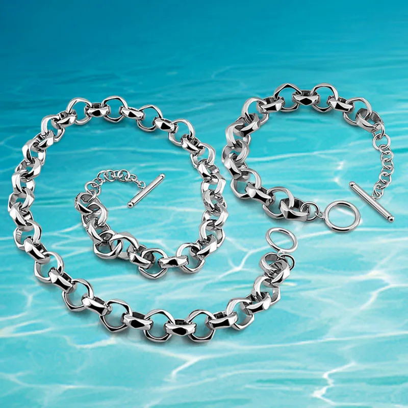 Men's necklace bracelet accessories, 925 sterling silver Jewelry Sets