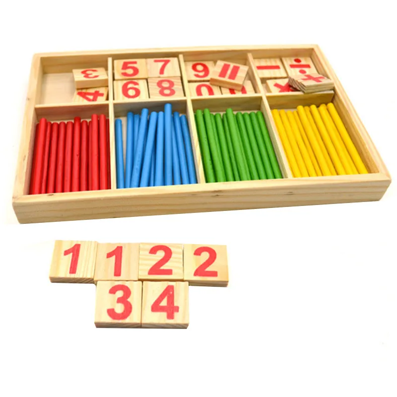 Early Educational Wooden Blocks and Sticks Math Learning Counter Toys