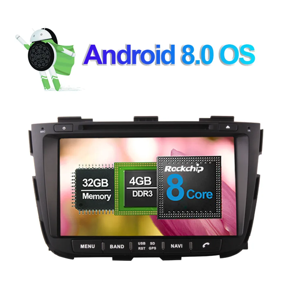 Sale 8 Inch 4GB RAM Android 8.0 Octa Core Car PC Radio Stereo For Kia Sorento 2013-2014 CD DVD Multimedia GPS Navigation WIFI AV Out 2