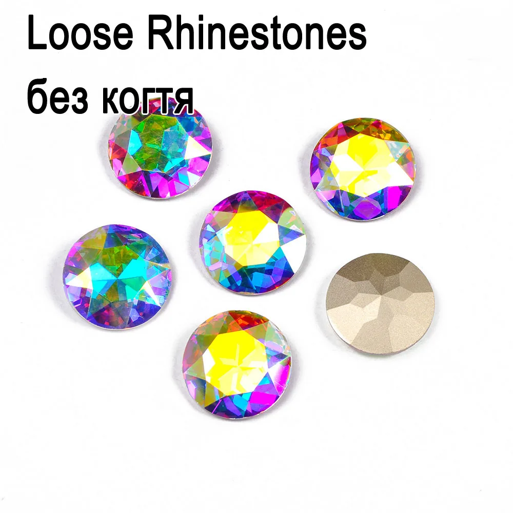 Crystal without claw Настоящее стекло K9 прозрачный кристалл AB 1201 круглые стразы Кристалл Стразы с или без установки бисера Вышивка компонент - Цвет: Crystal without claw