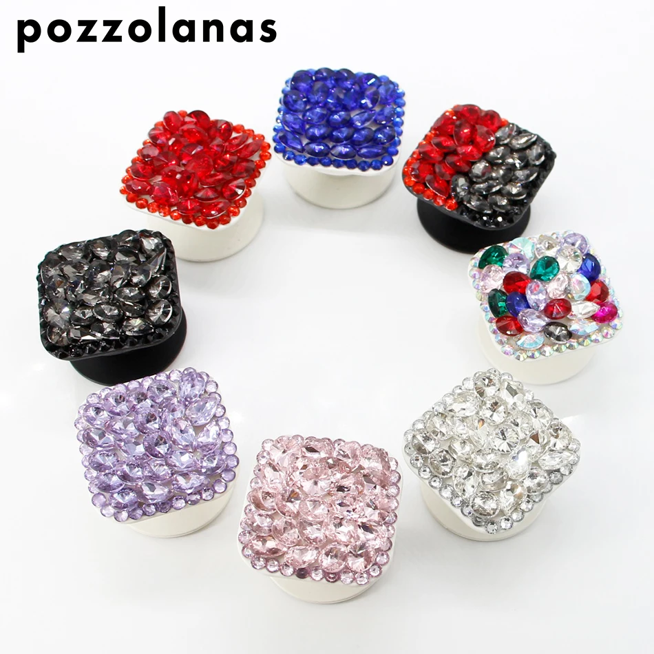 Pozzolanas, квадратный Блестящий держатель для телефона с бриллиантами, подставка на 360 градусов, крепление для Iphone, huawei, Xiaomi