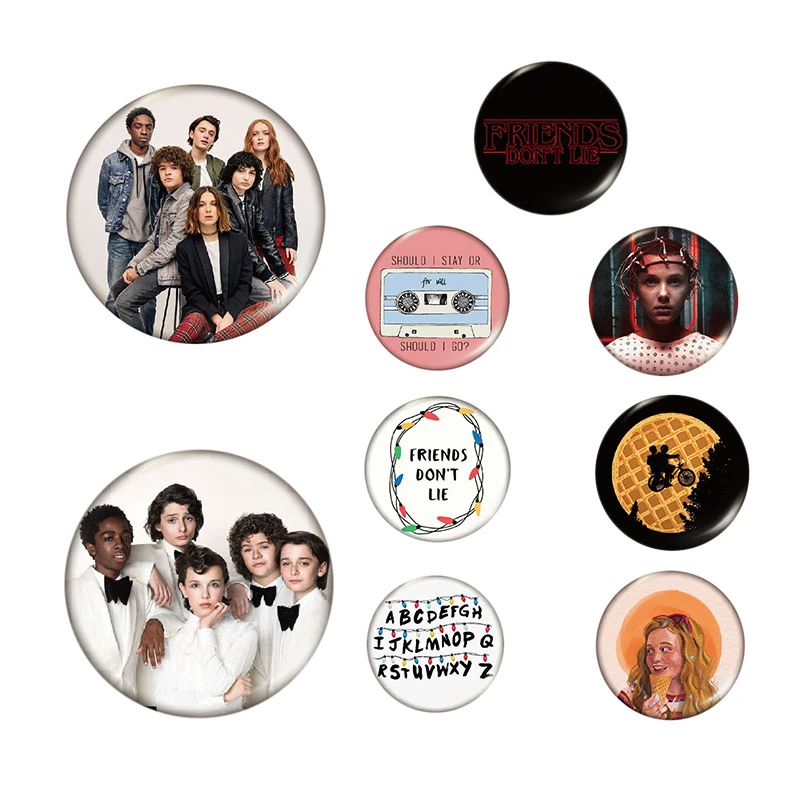 STRANGER THINGS Enamel Pins TV Series Eleven Brooch Friends dont lie Badge Denim Shirt Lapel Pin Gothic Jewelry Gift for Fans STRANGER THINGS Enamel Pins TV Series Eleven Brooch Friends dont lie Badge Denim Shirt Lapel Pin Gothic Jewelry Gift for Fans