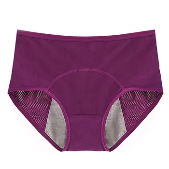 

Solid Mesh Physiological Period Leak Proof Menstrual Panties Breathable Soft Seamless Women Underwear Middle Waist Breifs