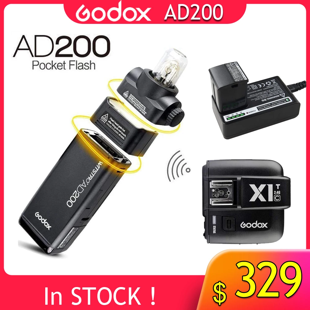 GODOX оригинальный AD200 ttl 2 4G HSS 1/8000s Карманный светильник вспышка с двойной головкой