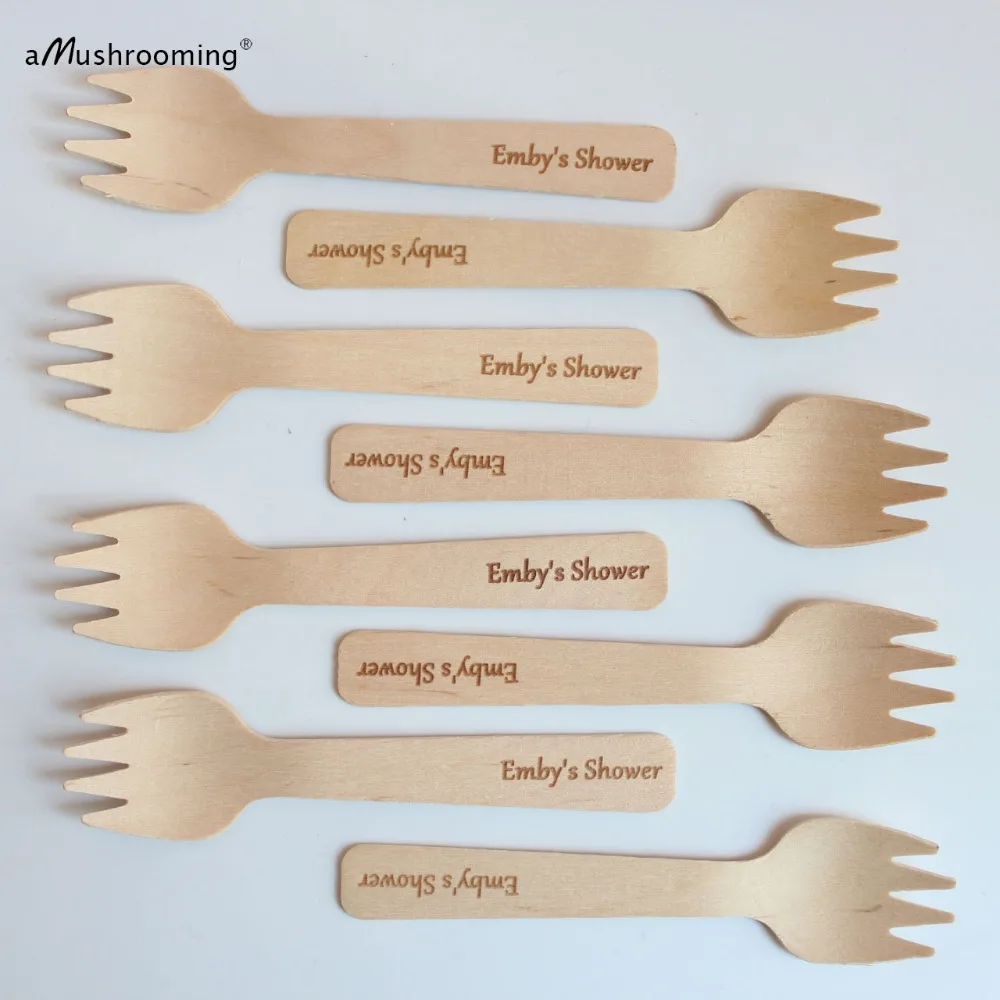Enviroware 100 Small Wooden Sporks, Certified Birch Wood, 105mm