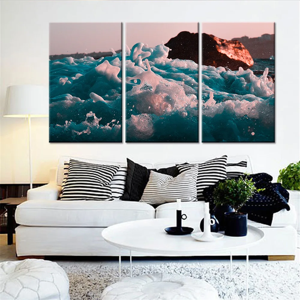 Seaside-Waves-3-Piece-Oil-Art-Pictures-Modular-Painting-for-Living-Room-Landscape-Posters-and-Prints