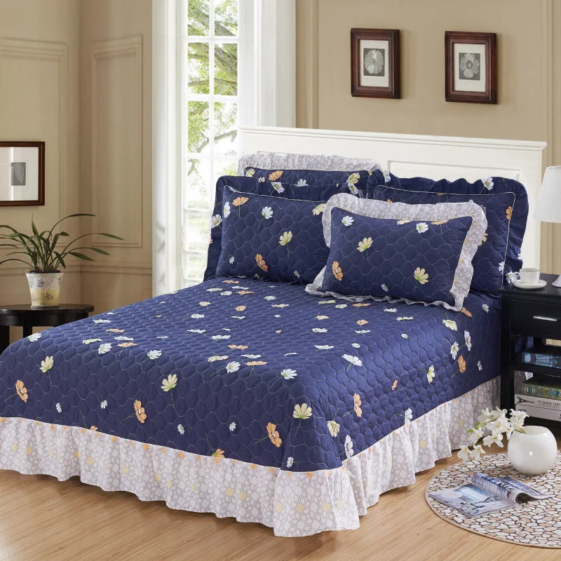 Ruffles Bedspread 100% cotton Bed cover cotton pad dust ruffle Princess Lace Petticoat bed linen se