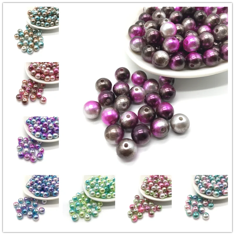 

4-12mm Rainbow Color Imitation Pearls Round Pearl Spacer Loose Beads DIY Jewelry Making Accessories