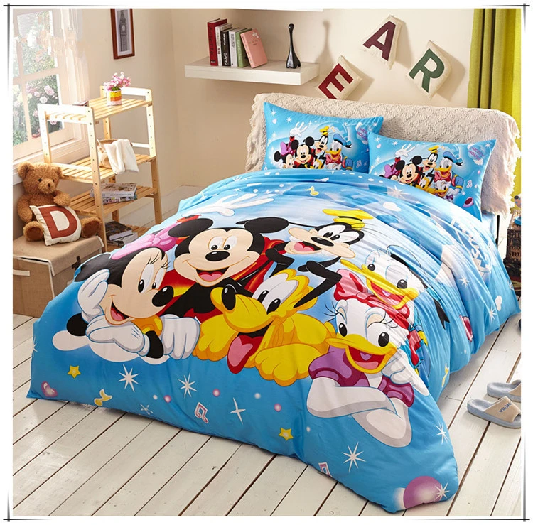 Blue Mickey Mouse bedding 4pcs Bedding Set Full/Queen Size Sheet set ...