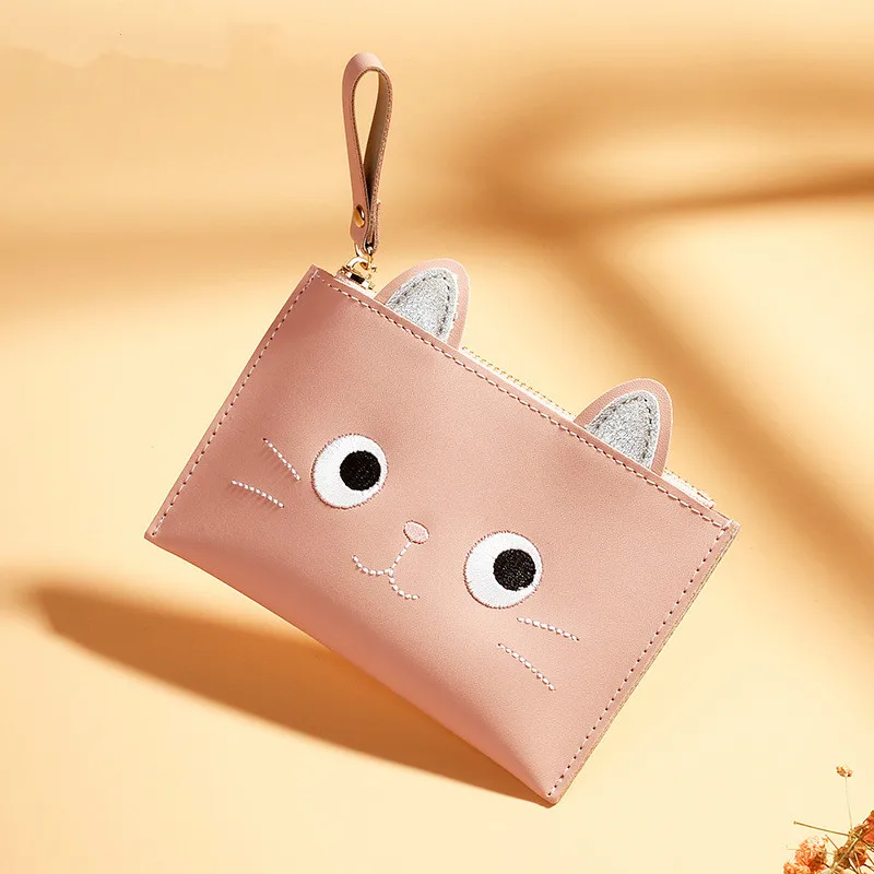 

Women Wallet Small Cute Wallet Women Short Leather Women Wallets Zipper Purses kitten Female Purse Clutch new fashion