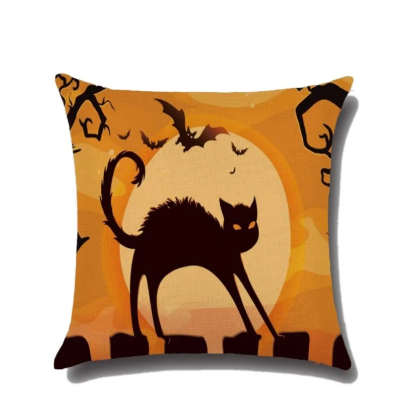 Halloween Pillowcase Cat Style Terror Pattern Linen Pillow Cover Halloween Home Pillowcasesin