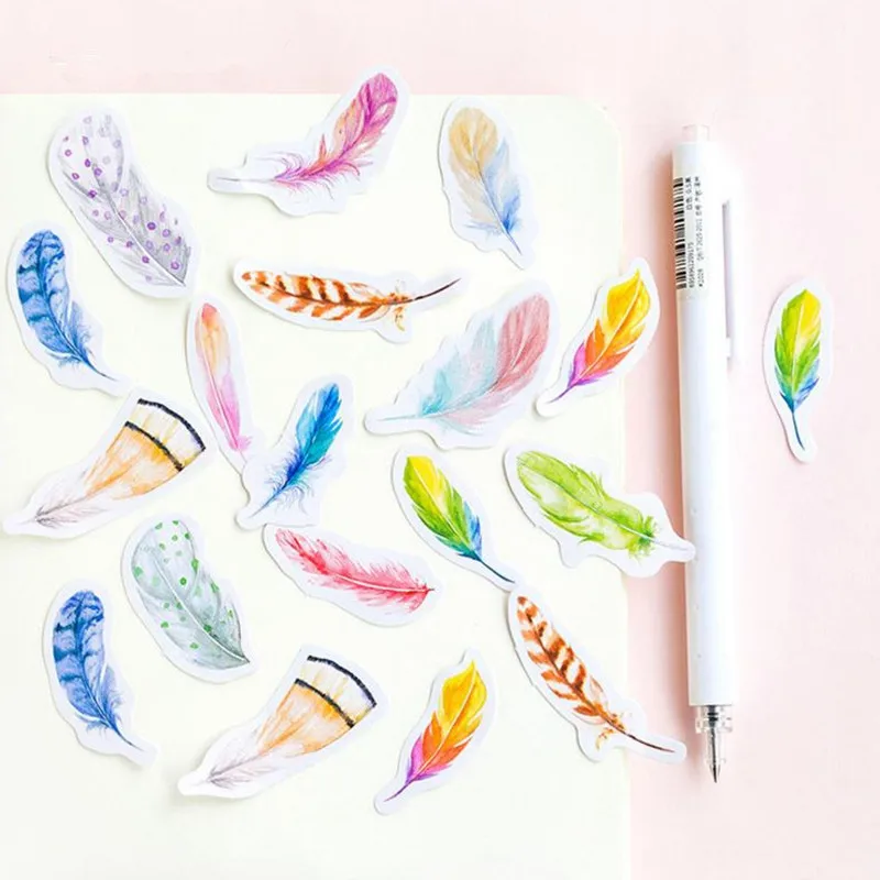 

45PCS A Collection Of Feathers Diary Paper Lable Stickers Scrapbooking Decorative Lifelog Journal Stickers DIY Stationery