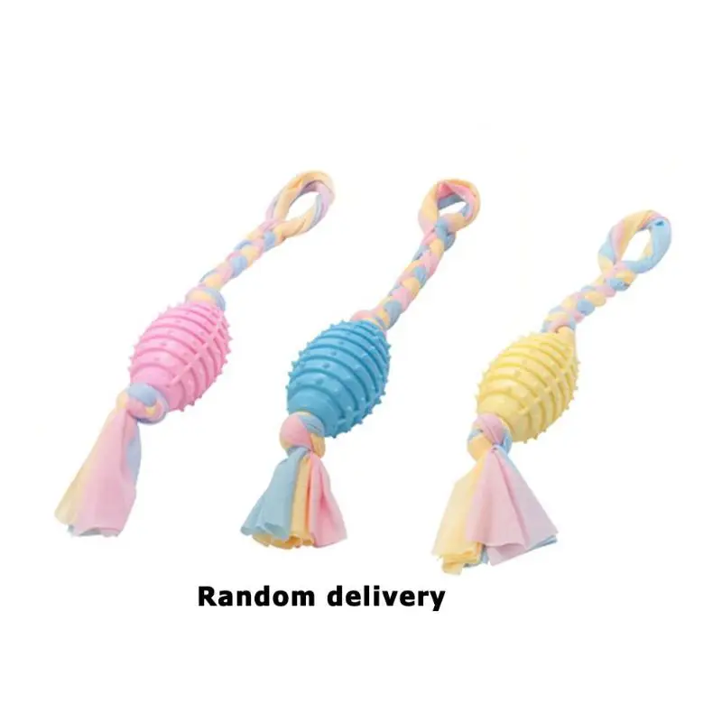 TPR Pet Dog Toy Random Delivery Masticate Molar Tooth Cleaning Dog Interaction Three Circle Cloth Toy Macaron