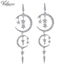 Vedawas New Luxury Full Crystal Mulilayer Star Moon Pendant Earrings Fashion Women Statement Earrings Accessory 1206
