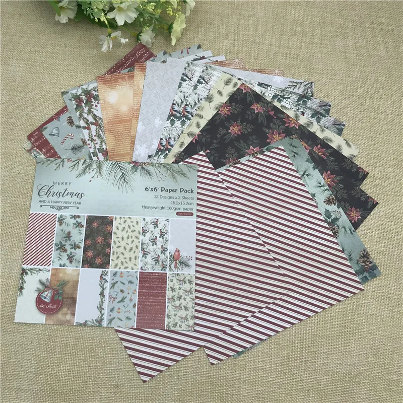 

24 sheet 6"X6"Oh Happy new year with flowers of the flower patterned paper Scrapbooking paper pack handmade craft paper craft