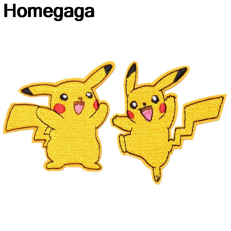 

10pcs/lot Homegaga Pocket monster Pikachu applique patches diy iron on para jeans bag clothes stickers embroideried badges D2226