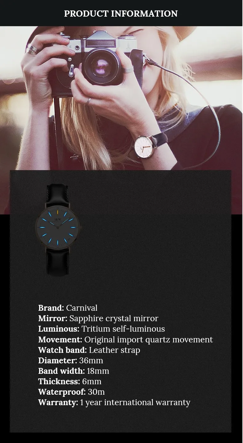 Высококачественные светящиеся тритиевые женские часы карнавальные модные ультратонкие кварцевые часы женские оригинальные импортные швейцарские часы Reloj mujer
