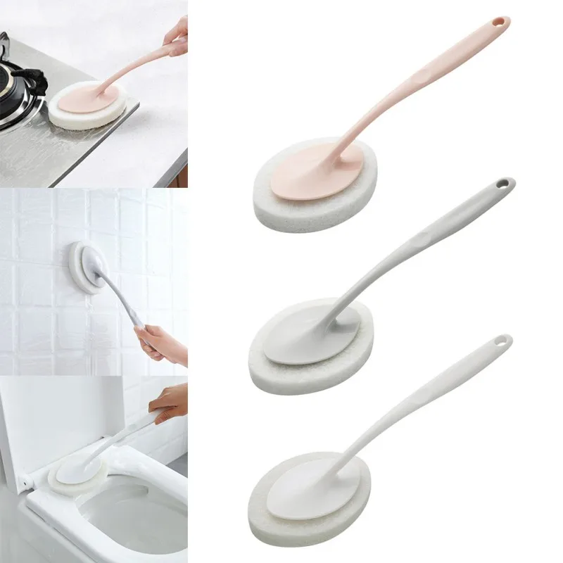 

Lastest Plastic Long Handheld Bathroom Tile and Tub Kitchen Washing Tool Home Cleaning Brush with Scouring Cloth