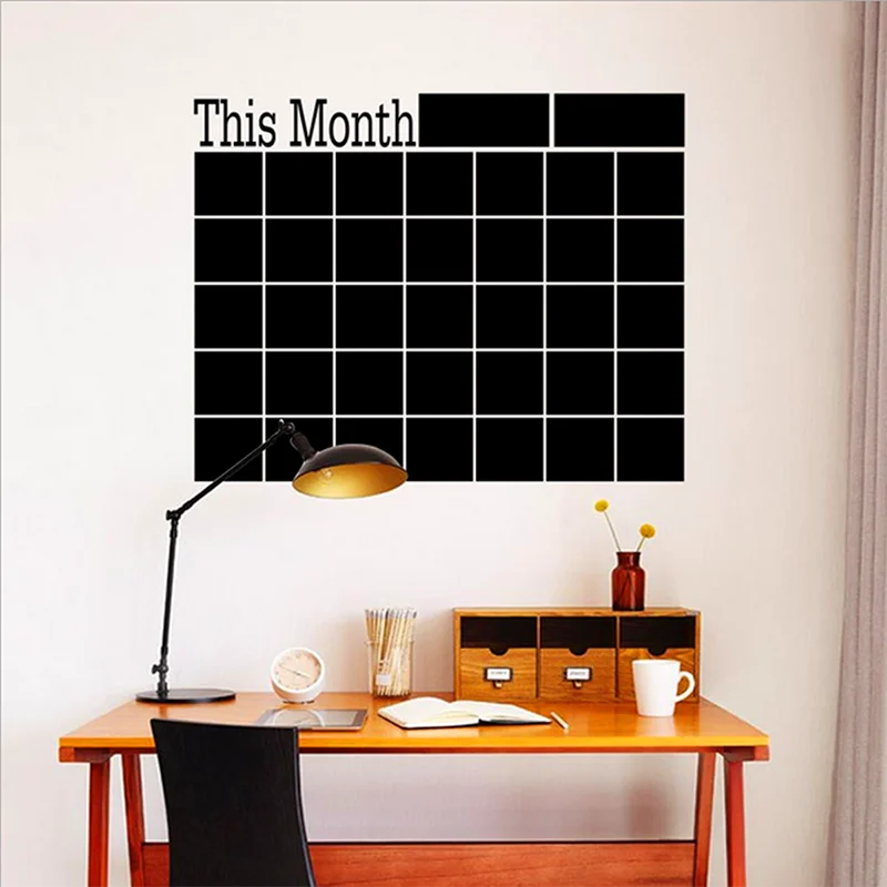 DIY58x43cm Monthly chalkboard wall sticker,Blackboard Removable Vinyl Wall Sticker Chalkboard Calendar Decal Planner Mural