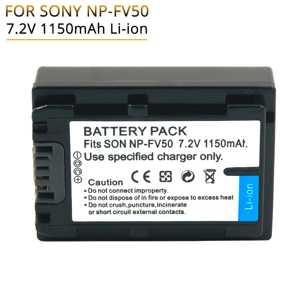 

NP-FV50 NP FV50 FV70 FV90 NPFV100 FV120 Rechargeable Digital Camera Battery 1150mAh for Sony DVD HDR DCR SR HC Series Batteries