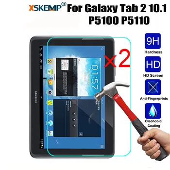 

XSKEMP 2Pcs/Lot Tempered Glass Screen Protector For Samsung Galaxy Tab 2 10.1 P5100 P5110 Tablet Protective Glass Film 9H Hard
