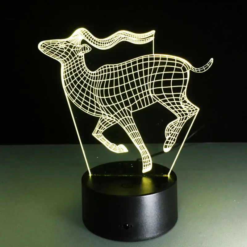 3D Светодиодная лампа Running Deer креативная маленькая настольная визуальный ночник