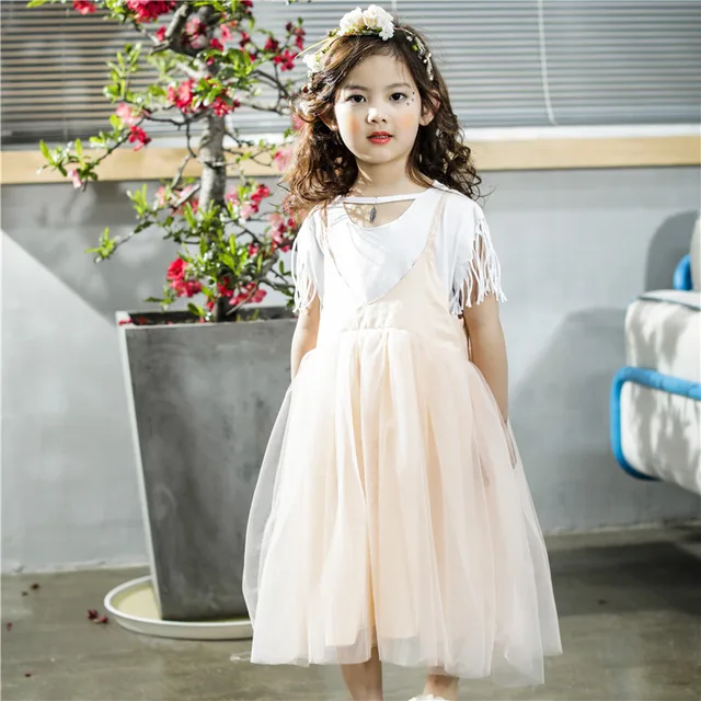 2017 New Fashion Korean style vest sleeve tutu Dress Party Birthday