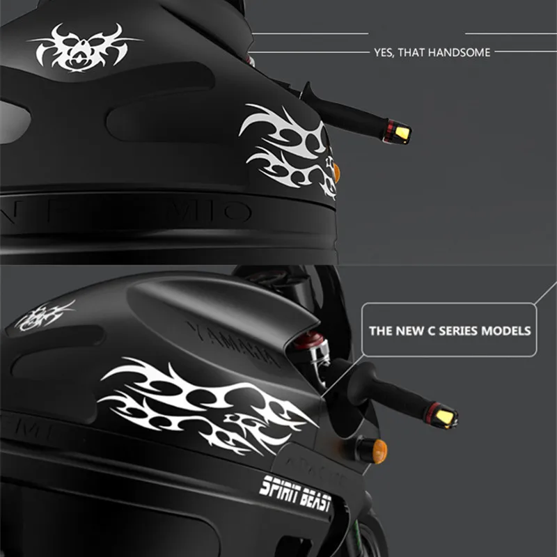 2 x Flame 112 Fuel Tank Fire Vinyl Motorcycle Motor Decal Sticker Motorbike Bike