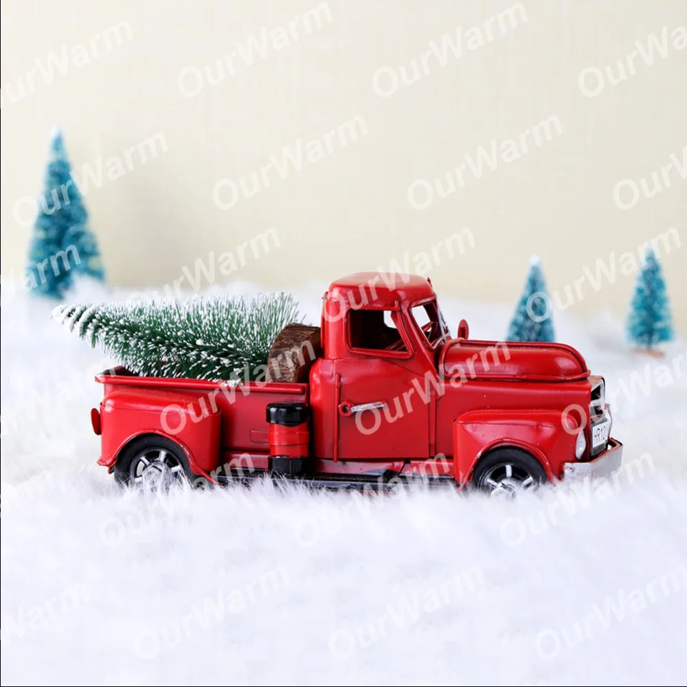 OurWarm Christmas Red Metal Truck Vintage Truck Christmas Table Decor Handcrafted Kid Birthday Gift Table Top Decor For Home OurWarm Christmas Red Metal Truck Vintage Truck Christmas Table Decor Handcrafted Kid Birthday Gift Table Top Decor For Home