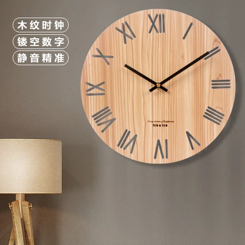 Wooden Wall Clock Mute Wood Grain Wall Clocks C  