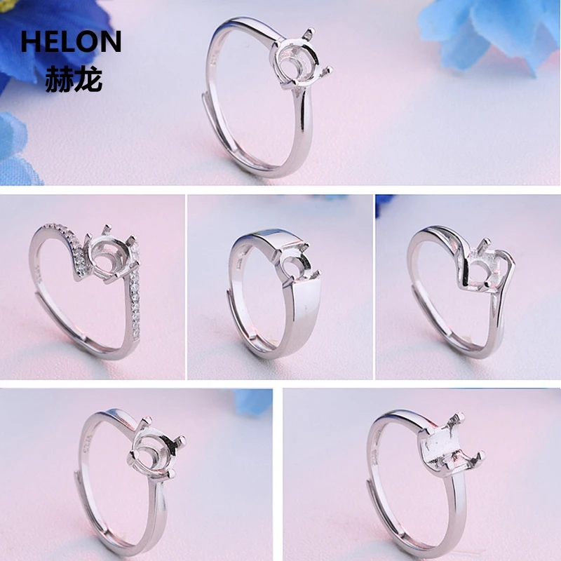 Sterling Silver 6 mm Round Semi Mount Ring Setting 925 Silver 6 mm Round Ring