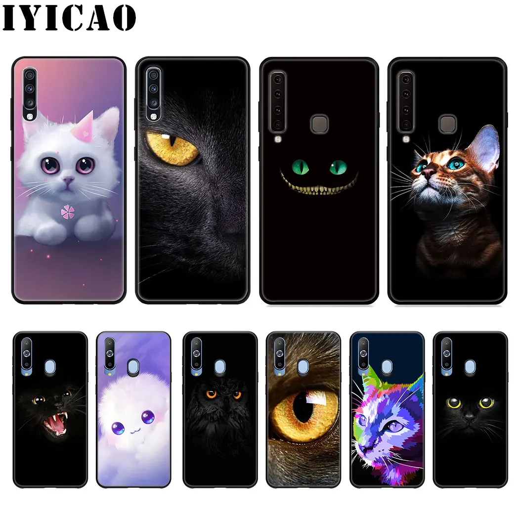 Мягкий чехол IYICAO eyes in black Cat Owl для телефона samsung Galaxy A9 A8 A7 A6 2018 Plus A3 A5 2016 2017 |