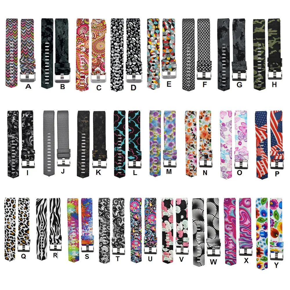 

Colorful Watchband Fashion Sports Silicone watchband Bracelet Strap Band wristband For Fitbit Charge 2 Pattern Wrist Strap 2018
