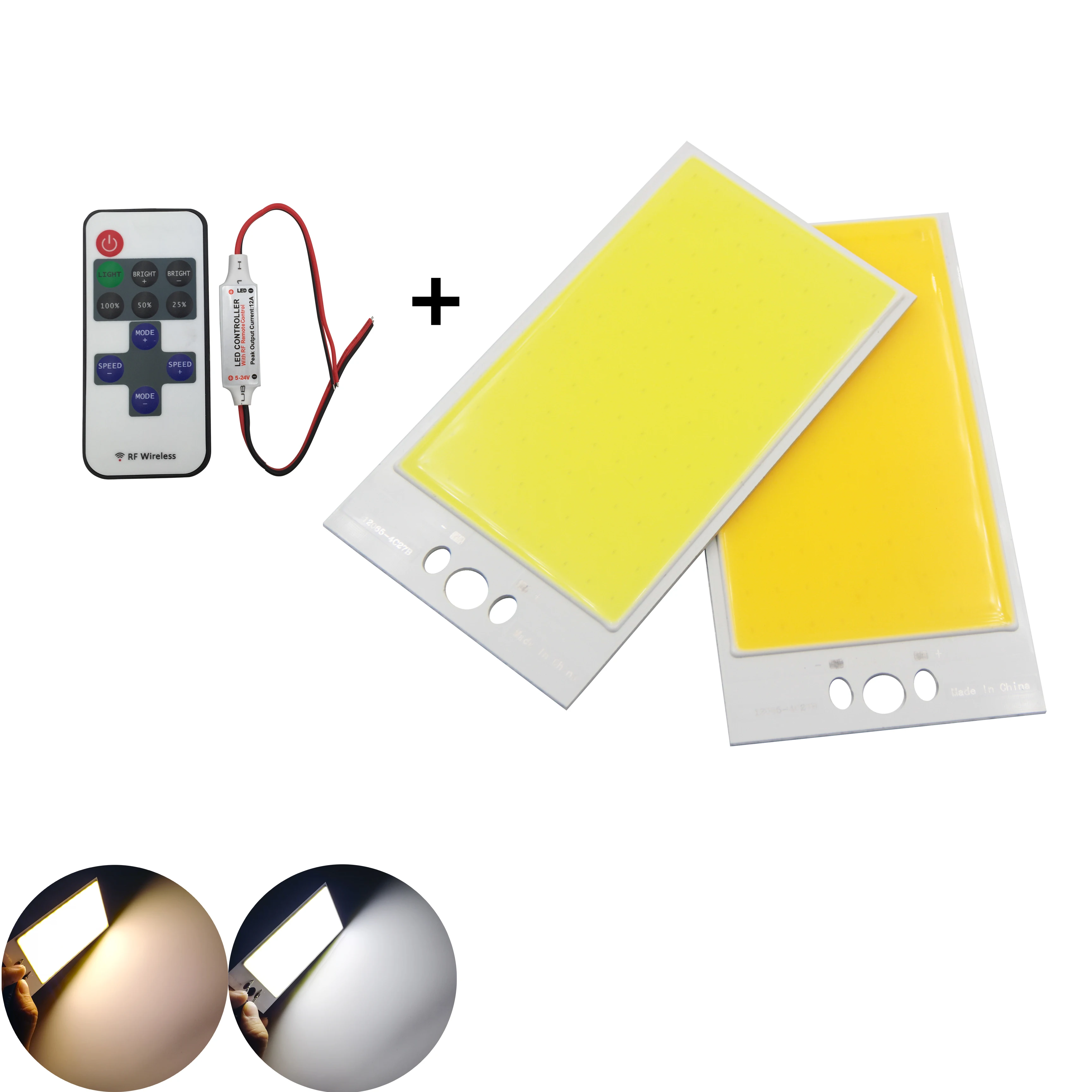 

dimmable Lamp 12V 12cm 15W LED COB light with wireless RF remote controller smooth diy Car Light COB LED strip bulb modules