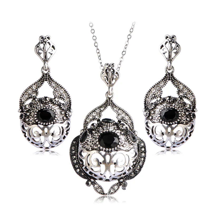 Серьги с кулоном камнем &quotКоролевский стиль&quot под старину.|set necklace|jewelry set
