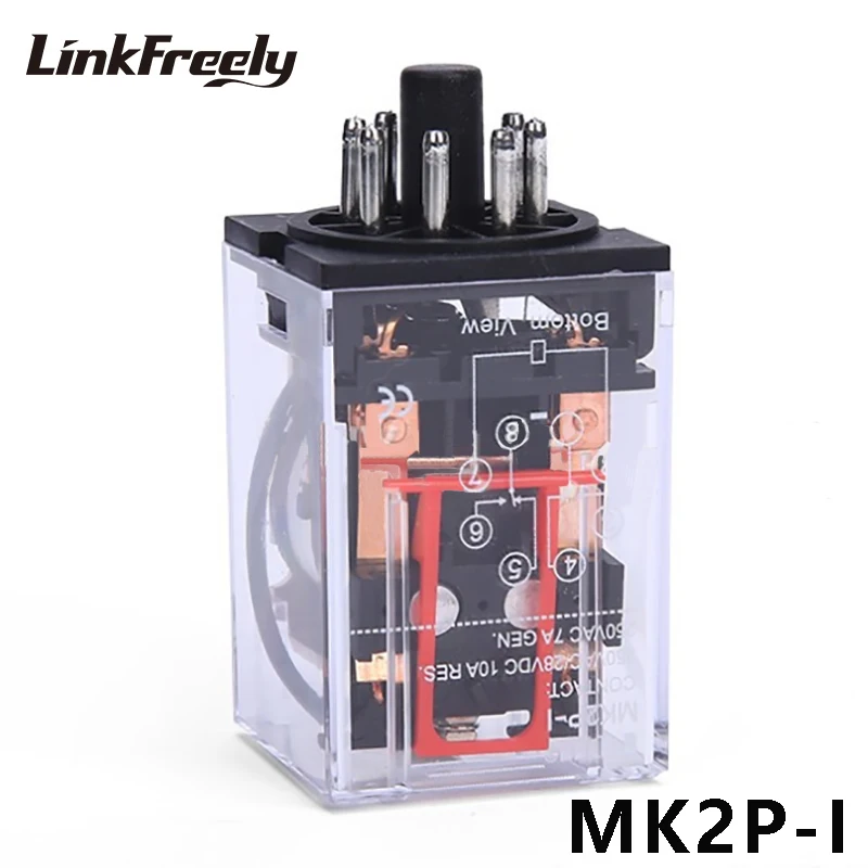 

MK2P-I Electromagnetic Coil Relay 10A Round 8 Pins 2NO+2N 6V 12V 24V 110V DC Miniature General Purpose Middle Voltage Relay